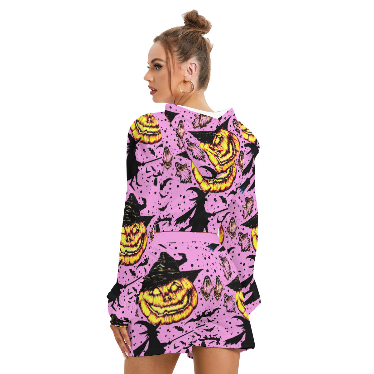 All-Over Print Women's Mirco Fleece Hoodie And Shorts Set