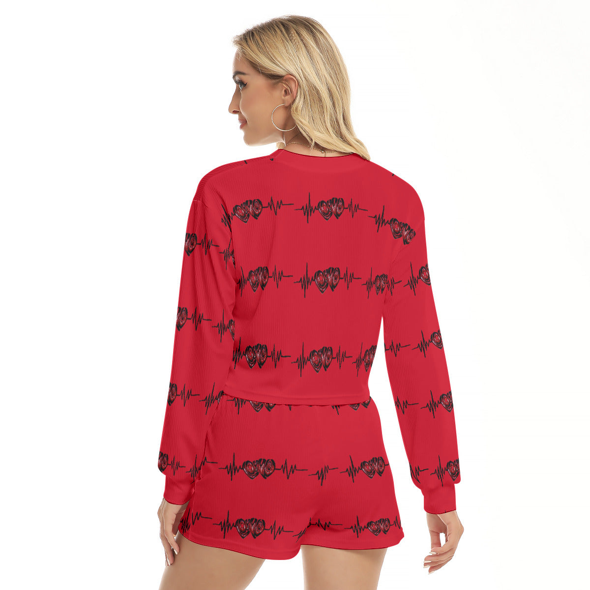 All-Over Print Women's Short Sweatshirt And Pants Suit