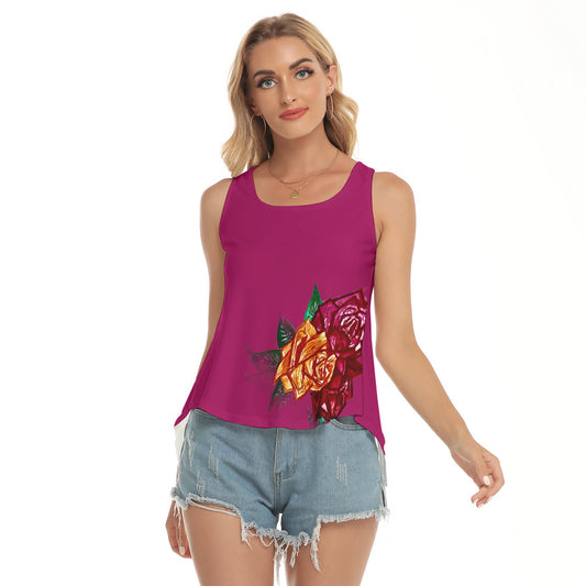 All-Over Print Women's Back Hollow Yoga Top