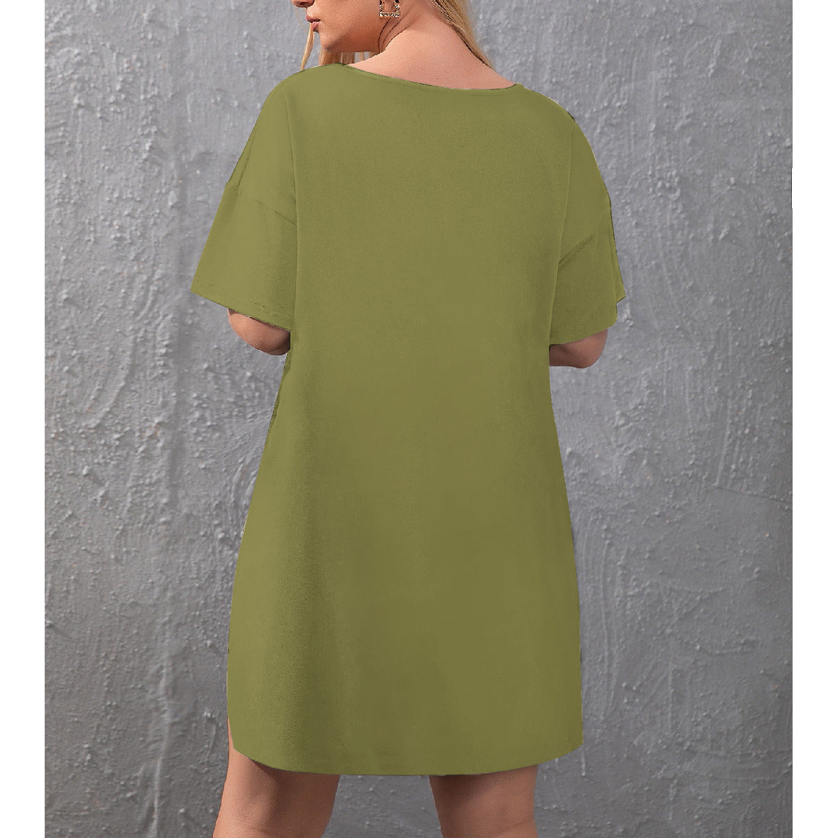 All-Over Print Women's Drop-Shoulder T-Shirt with Side Split and Shorts (Plus Size)