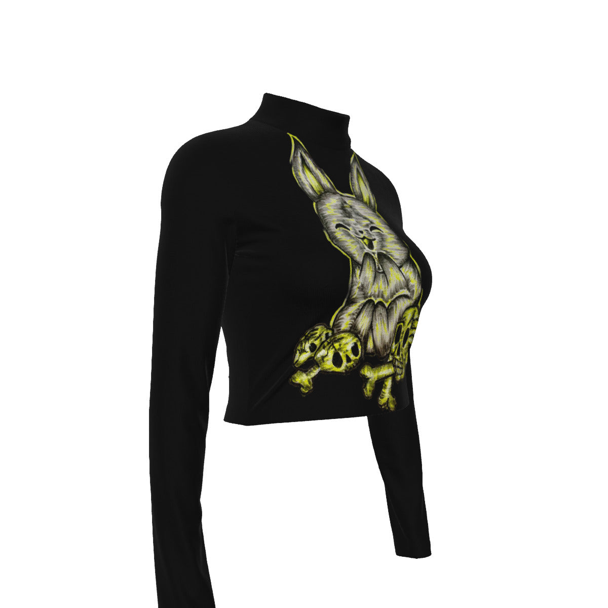 Eco-Friendly All-Over Print Women's Turtleneck T-shirt With Long Sleeve