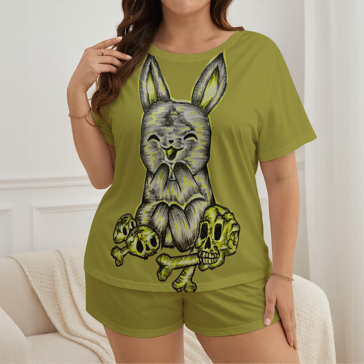 All-Over Print Women's Soft-Touch Pajama Set With Shorts