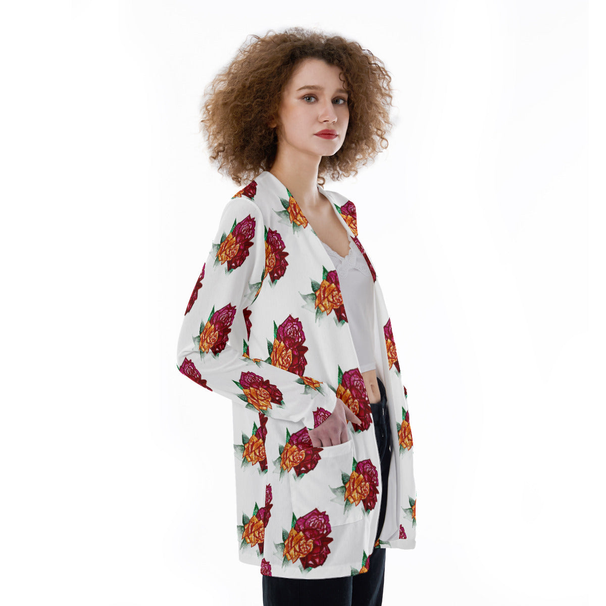 All-Over Print Women's Patch Pocket Cardigan