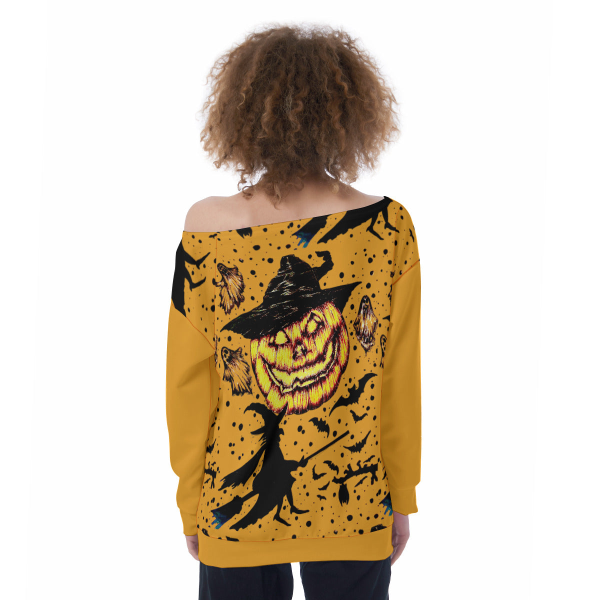 All-Over Print Oversized Women's Off-Shoulder Sweatshirt