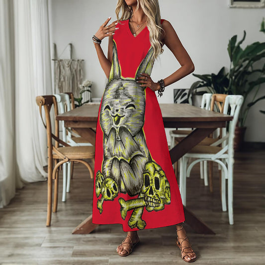 All-Over Print Women's V-Neck Long Dress