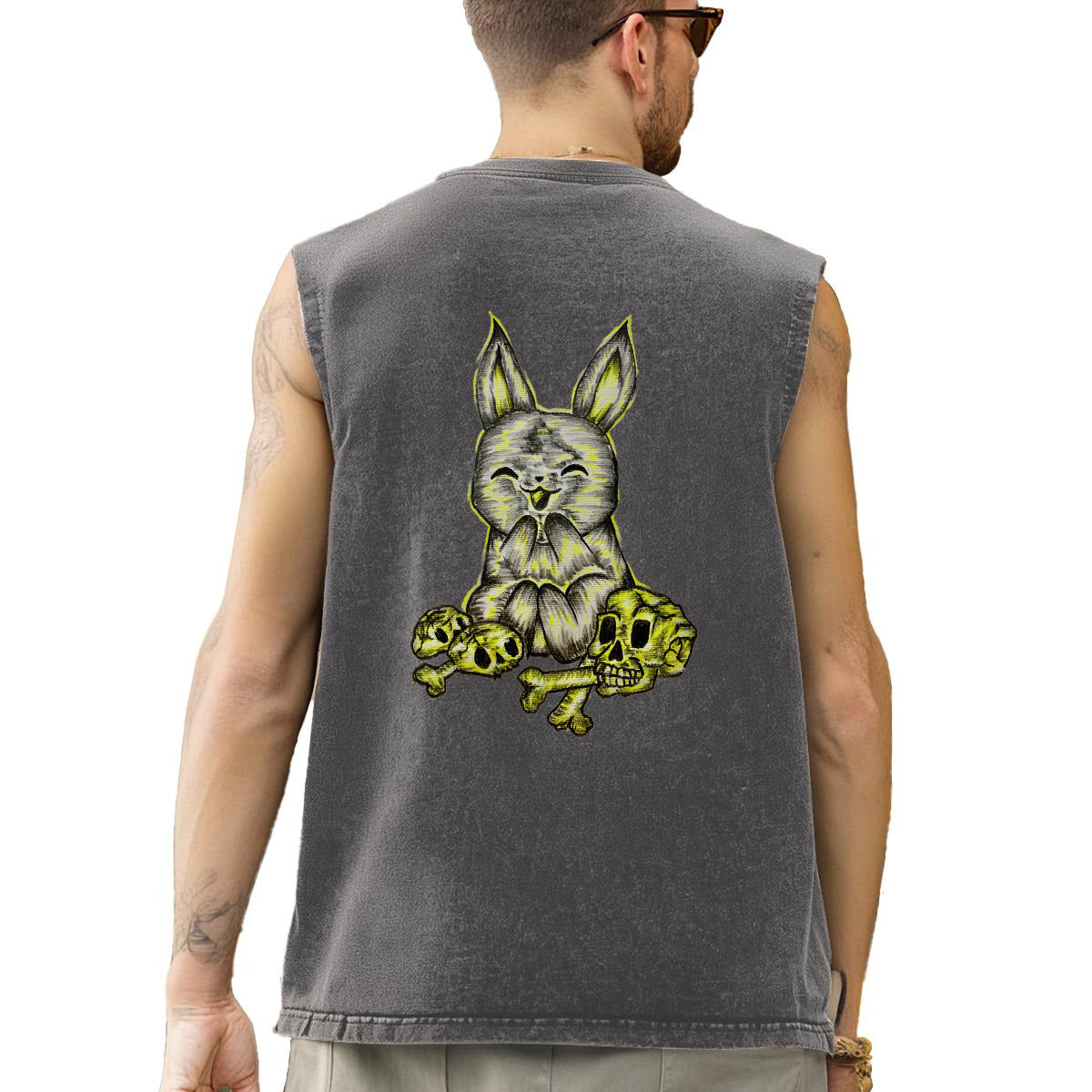 Washed Cotton Sleeveless T-ShirtFor the USA|210GSM Cotton DTF