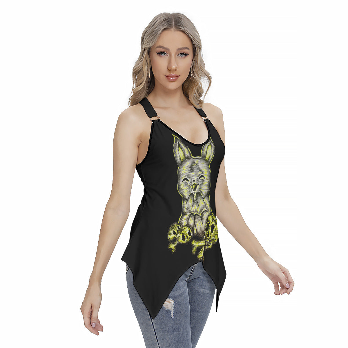 All-Over Print Women's Racing Tank Top With Irregular Hem