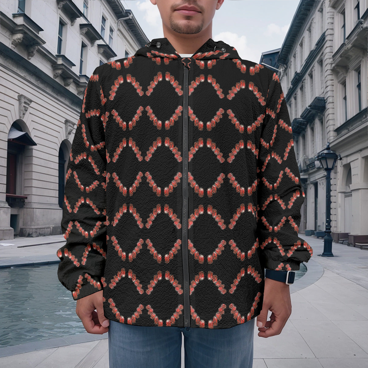 All-Over Print Men's Casual Zipper Jacket