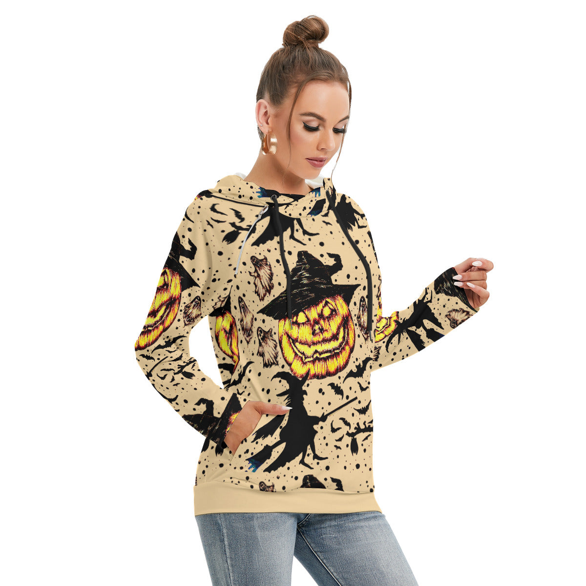 All-Over Print Women's Hoodie With Double Hood