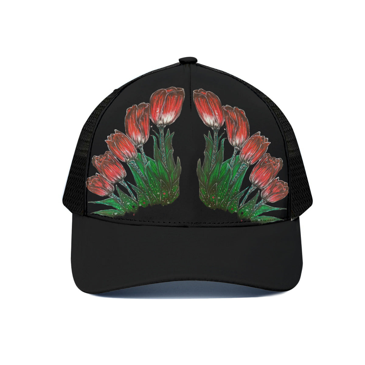 Unisex Trucker Hat With Black Half-mesh