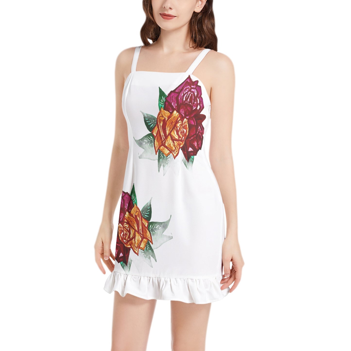 Sleeveless Square Neck Ruffle Hem Mini Dress