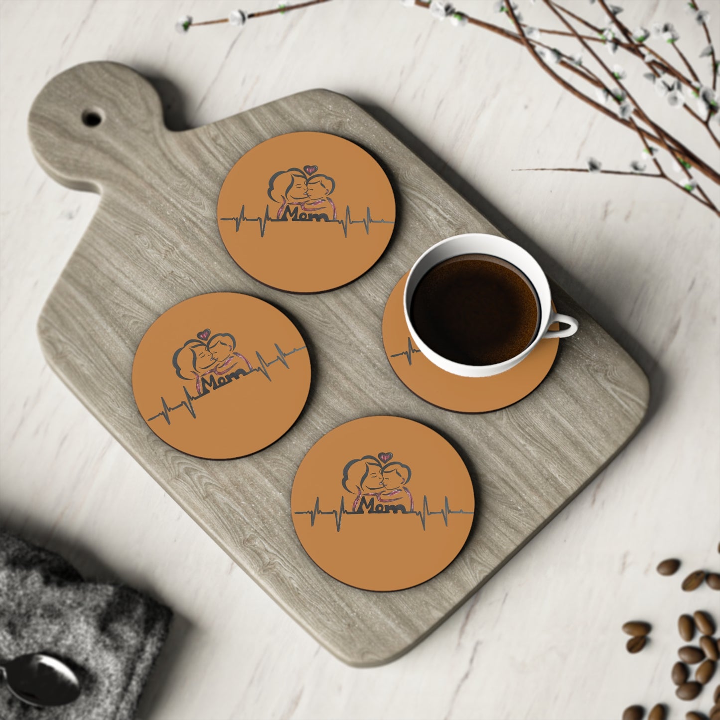 Heartfelt Mom Coasters for Gifts, Coffee Table Decor, Mother's Day, Family Gatherings, Personalized Home Accessories