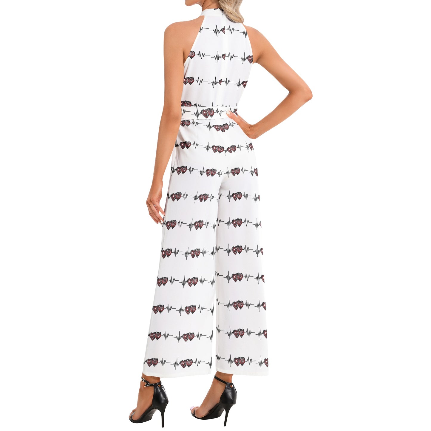 Halter Neck Buckle Belted Jumpsuit