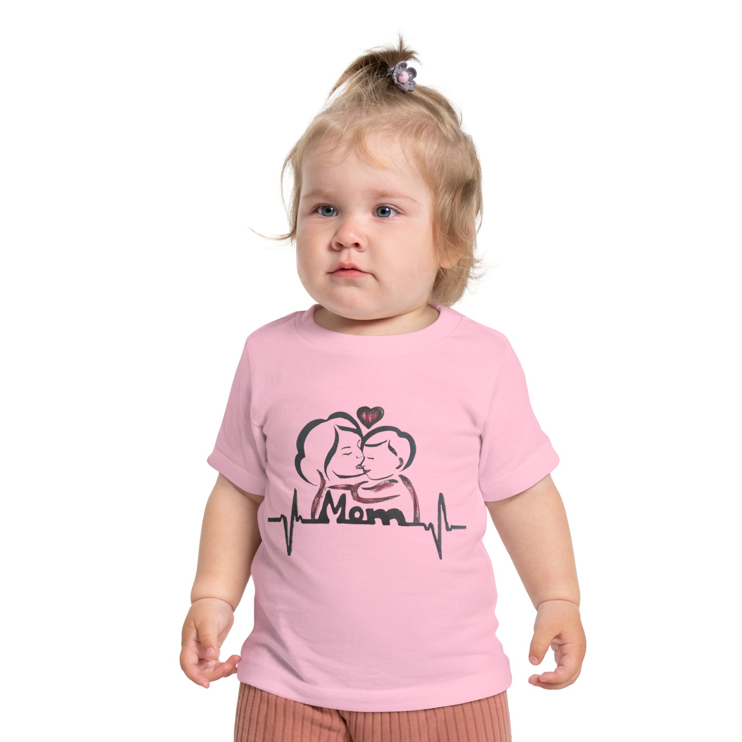 Mommy & Me Baby T-Shirt, Heartbeat Graphic Tee for New Moms, Gift for Mother's Day, Baby Shower, Cute Family Outfit