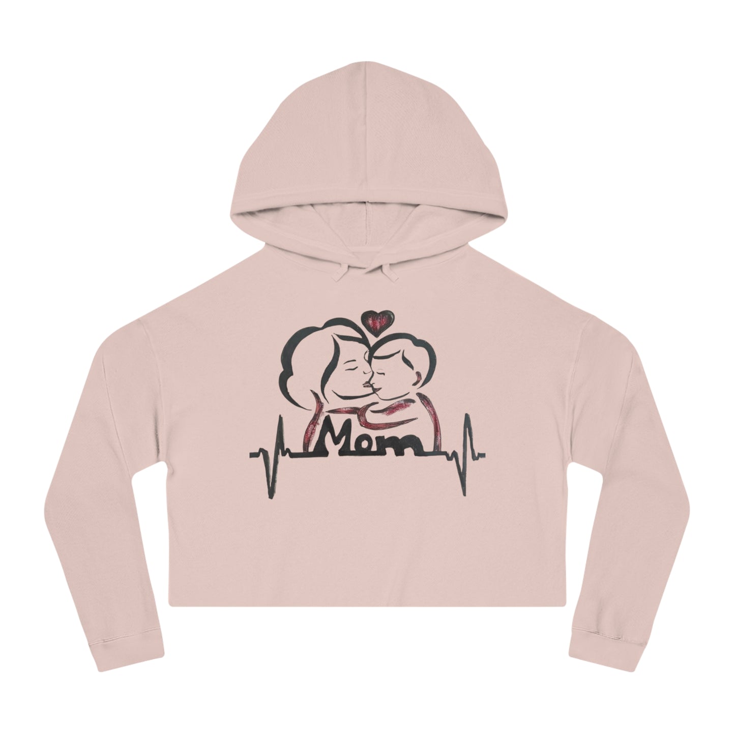 Mommy & Me Cropped Sweatshirt, Cozy Gift for Moms, Mother's Day Apparel, Heartbeat Design, Cute Weekend Wear