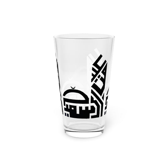 Cultural Art Pint Glass - 16oz Black Design for Home & Parties