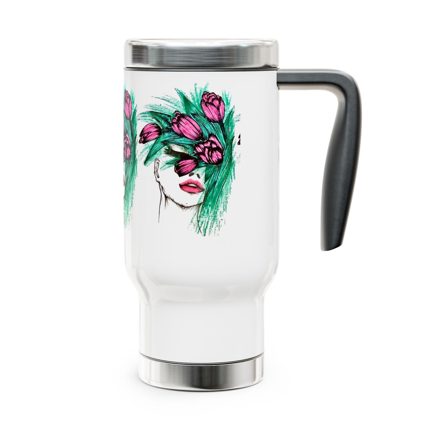 Stainless Steel Travel Mug with Handle, 14oz
