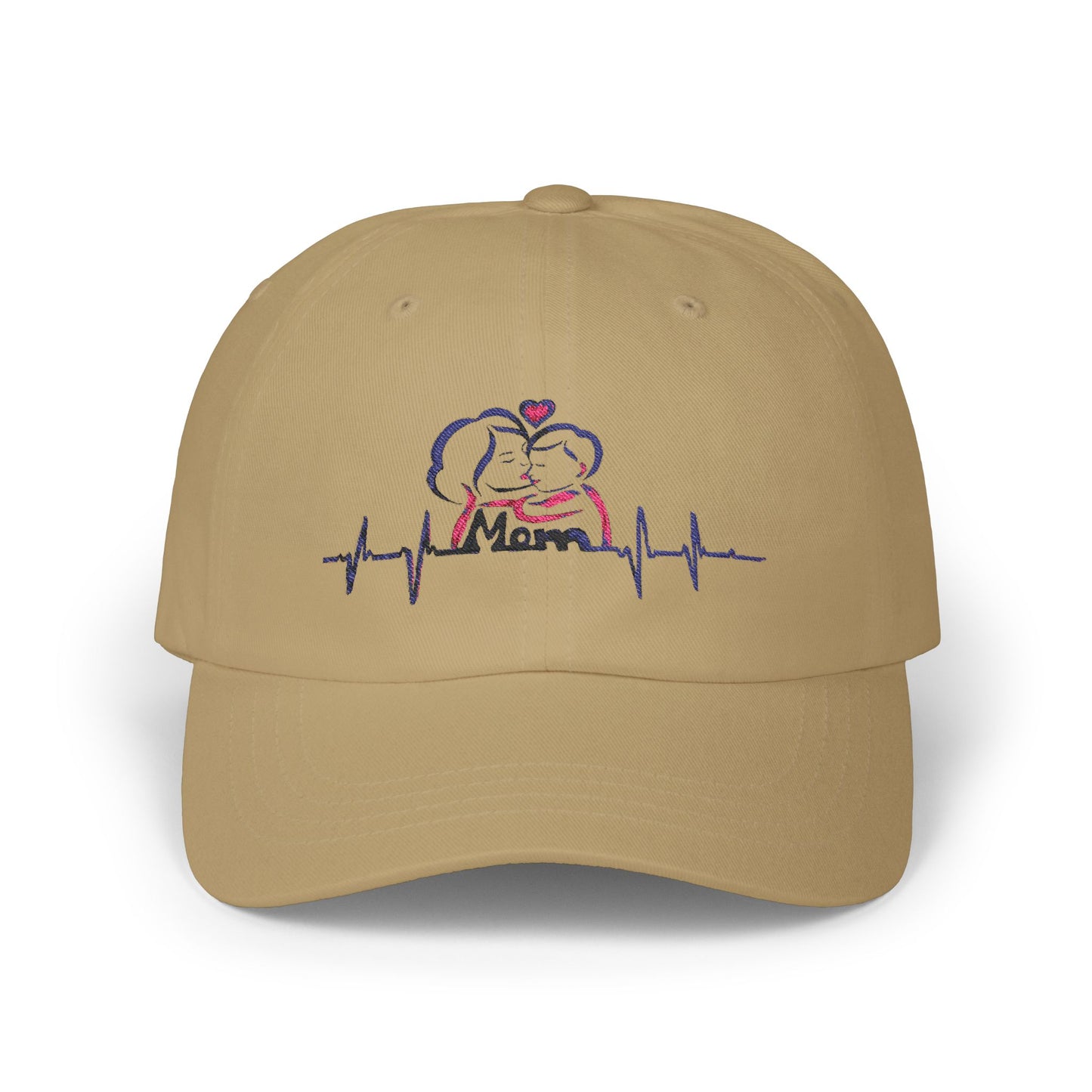 Embroidered Mom Heartbeat Classic Dad Cap | Gift for Parents, Casual Wear, Mom Gift, Family Hat, Trendy Accessory
