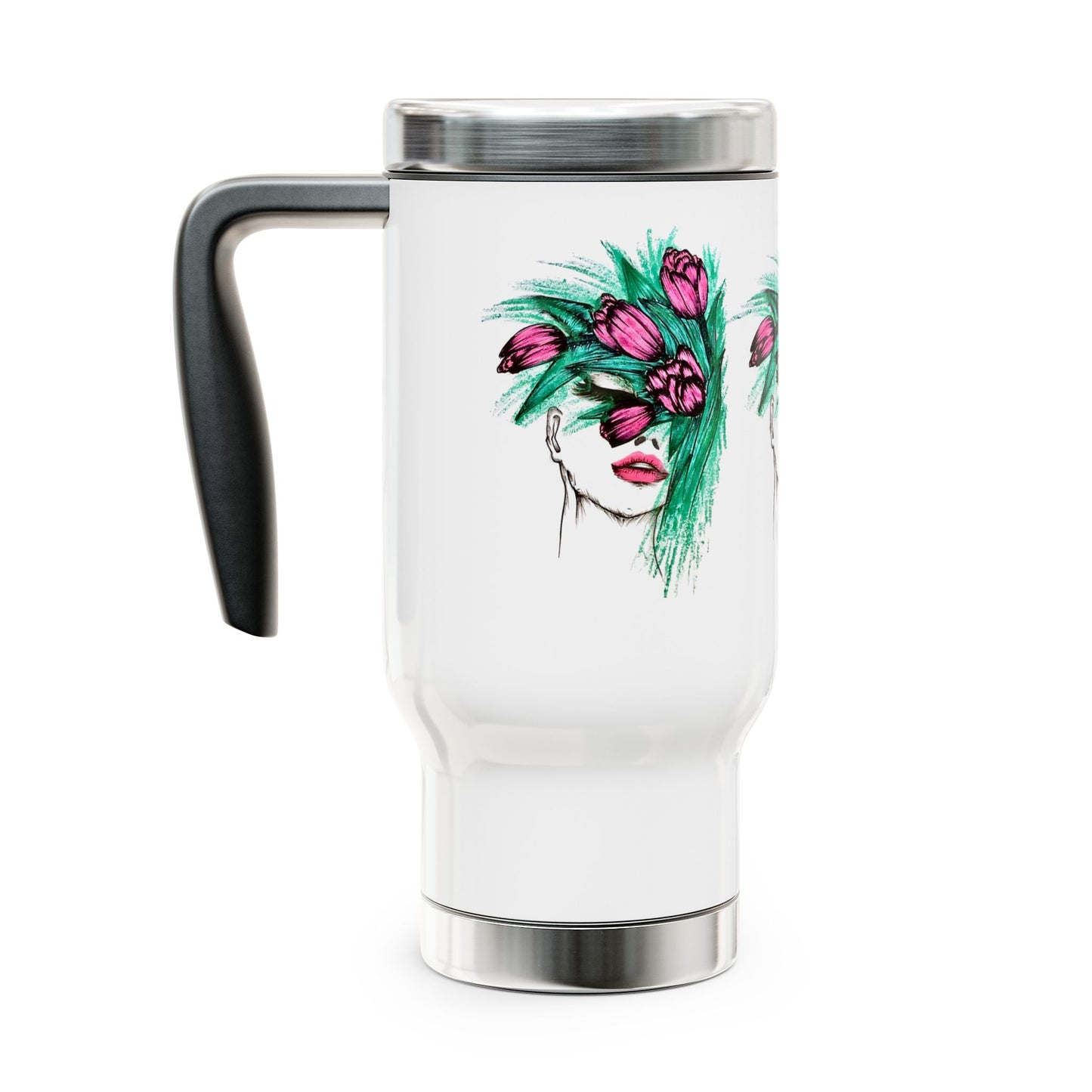 Stainless Steel Travel Mug with Handle, 14oz