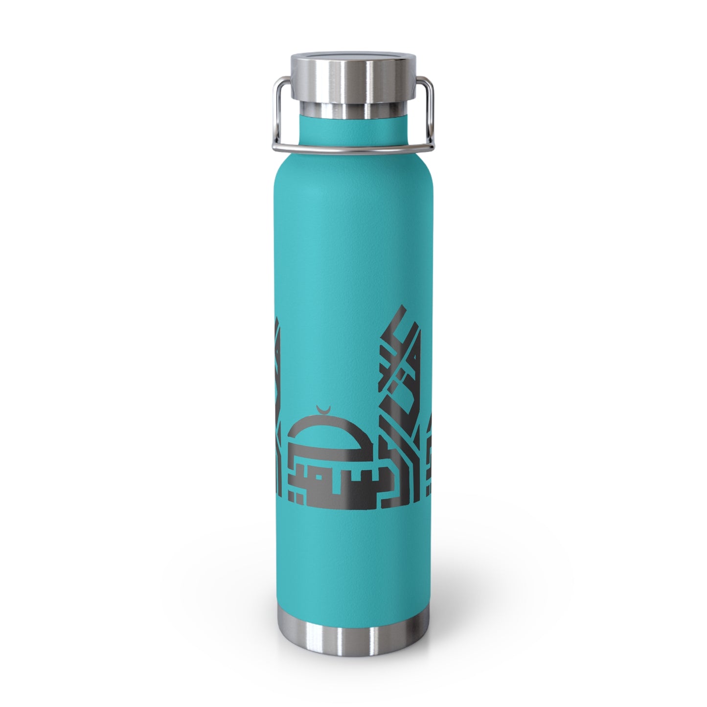 Artistic Copper Vacuum Insulated Bottle - 22oz Travel Flask with Mosque Design