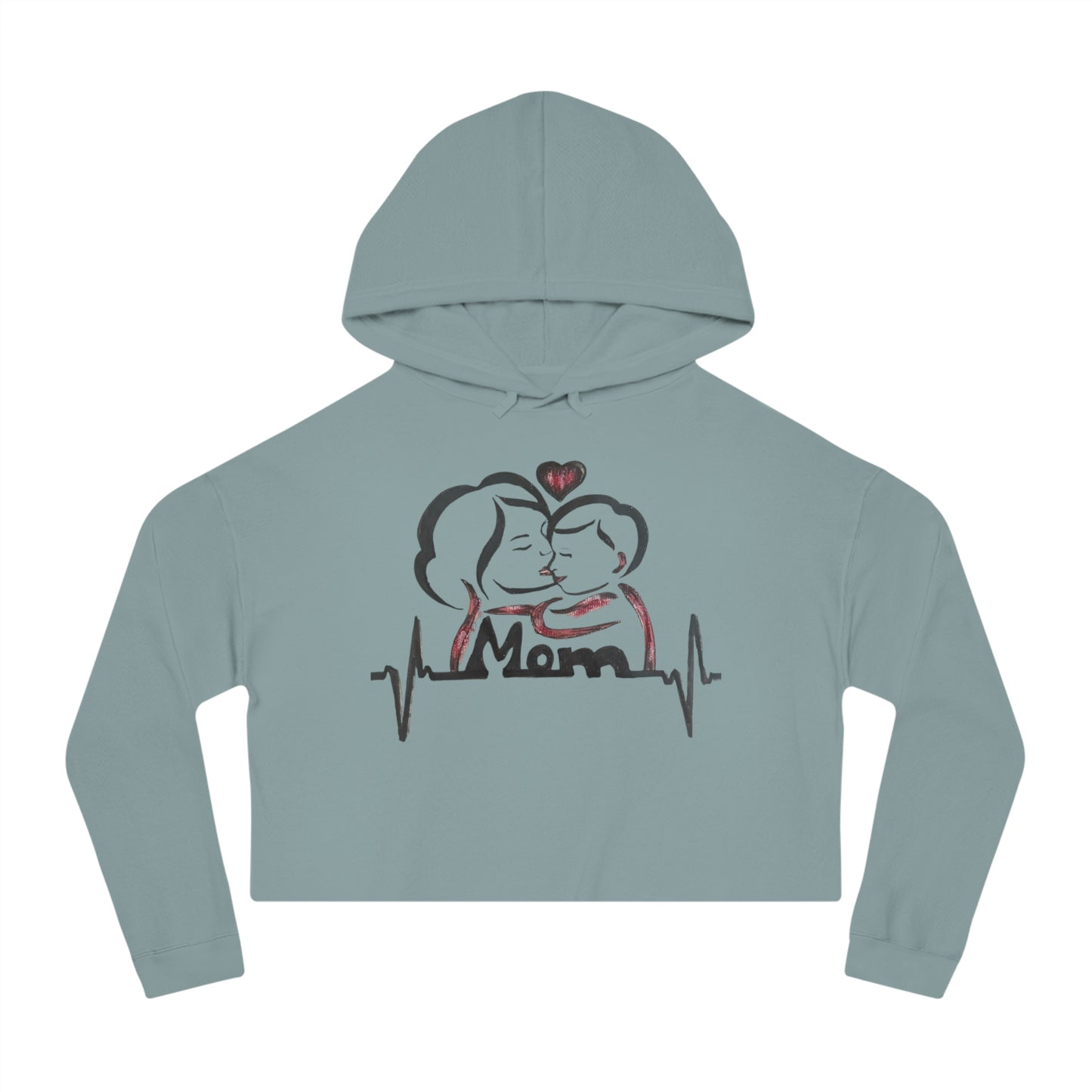 Mommy & Me Cropped Sweatshirt, Cozy Gift for Moms, Mother's Day Apparel, Heartbeat Design, Cute Weekend Wear