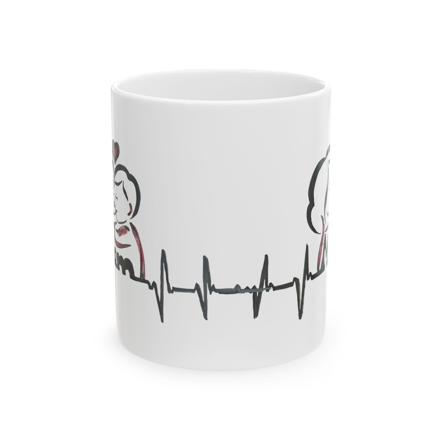 Heartbeat Love Ceramic Mug - Perfect Gift for Couples, Coffee Lovers, Valentine's Day, Anniversaries, Personalized Drinkware