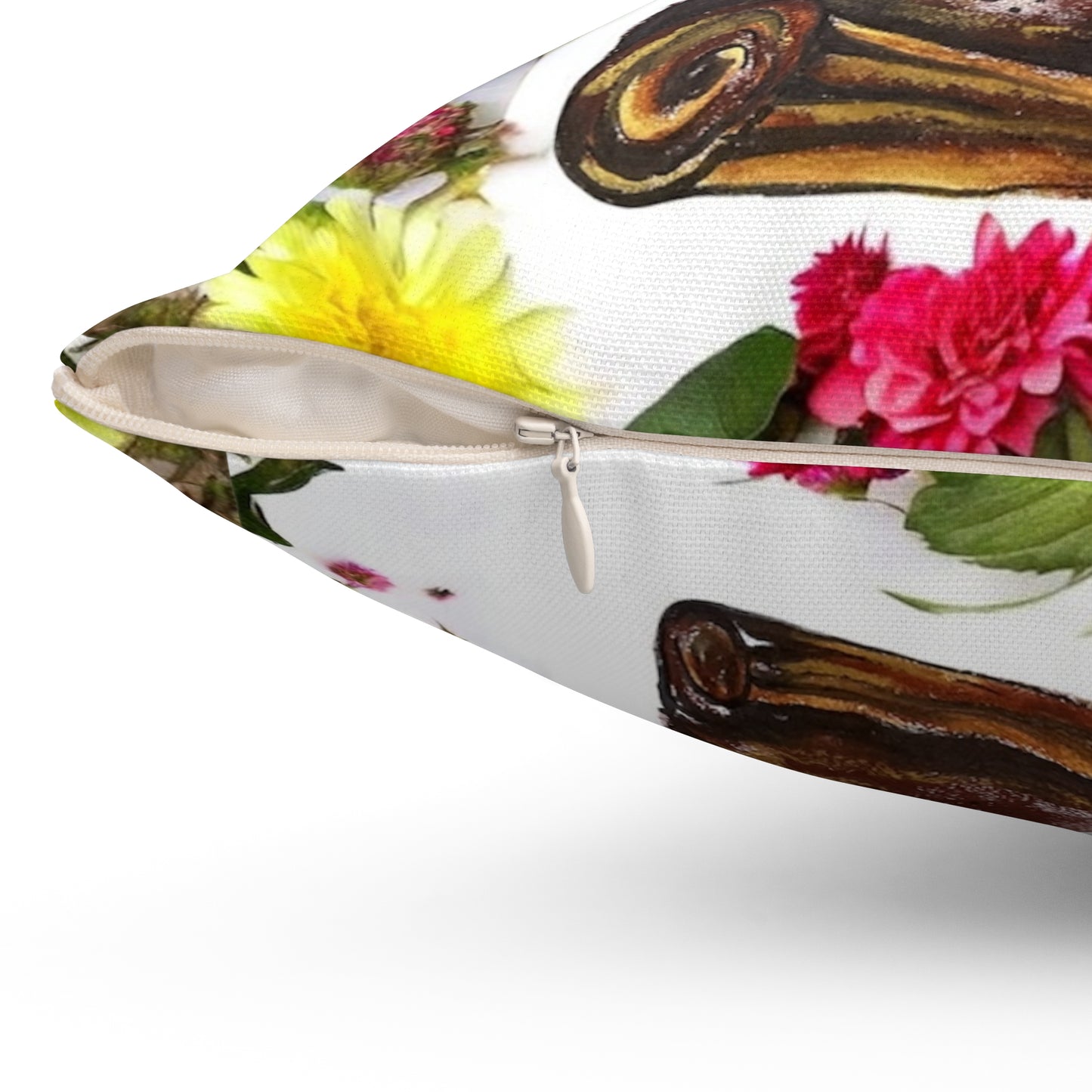 Arabic Calligraphy Floral Square Pillow — Decorative Home Accent