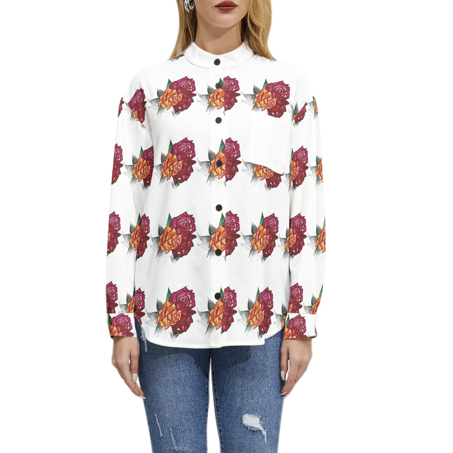 Long Sleeve Button Up Casual Shirt Top