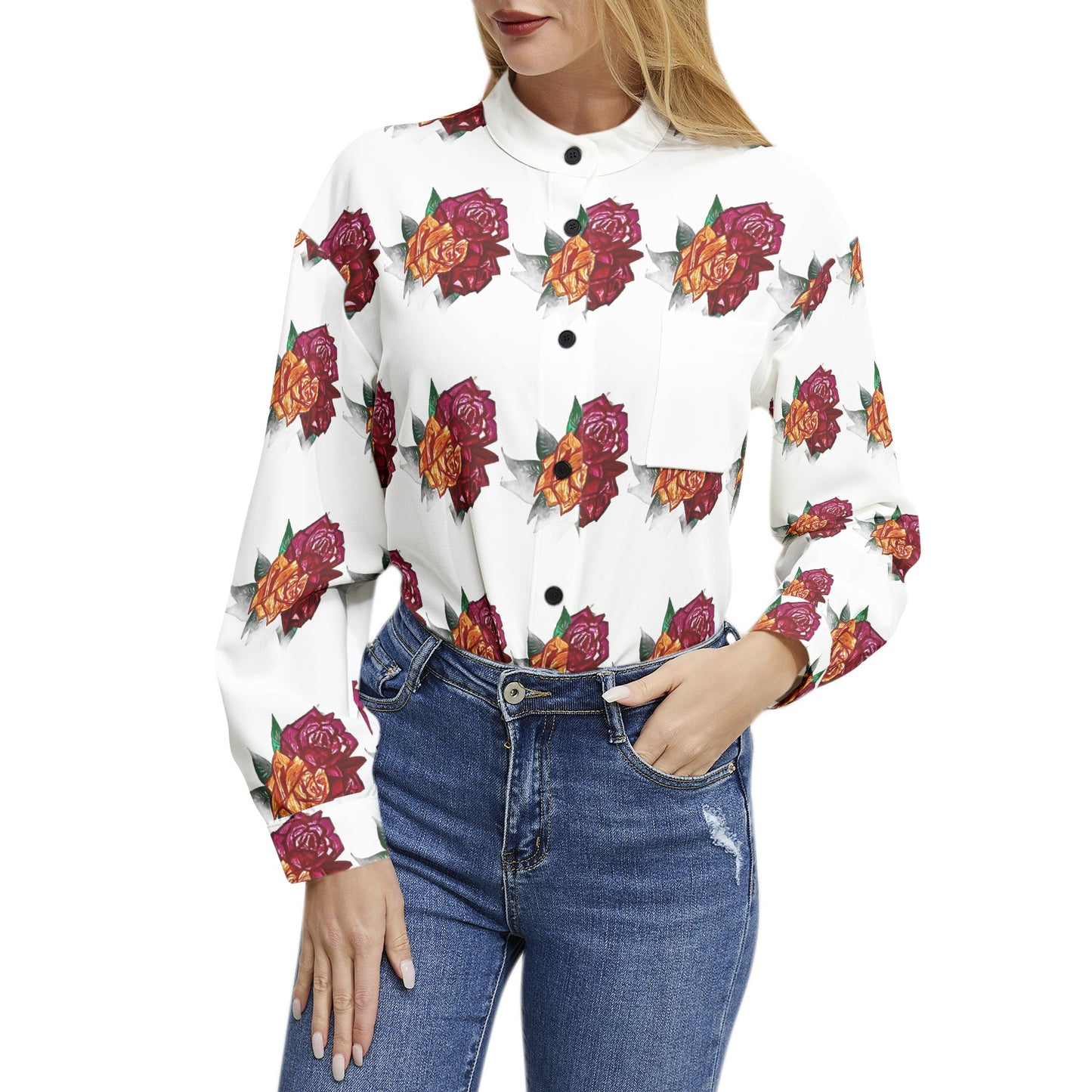 Long Sleeve Button Up Casual Shirt Top