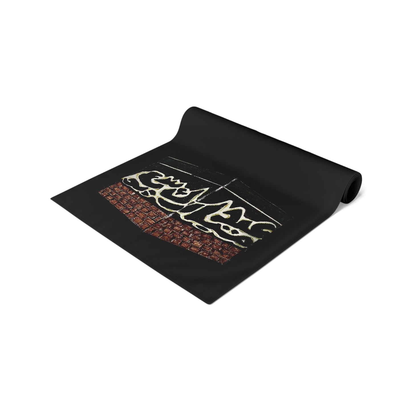 Elegant Islamic Table Runner for Home Decor - Black with Kaaba Design