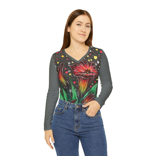 Women's Long Sleeve V-neck Shirt (AOP)
