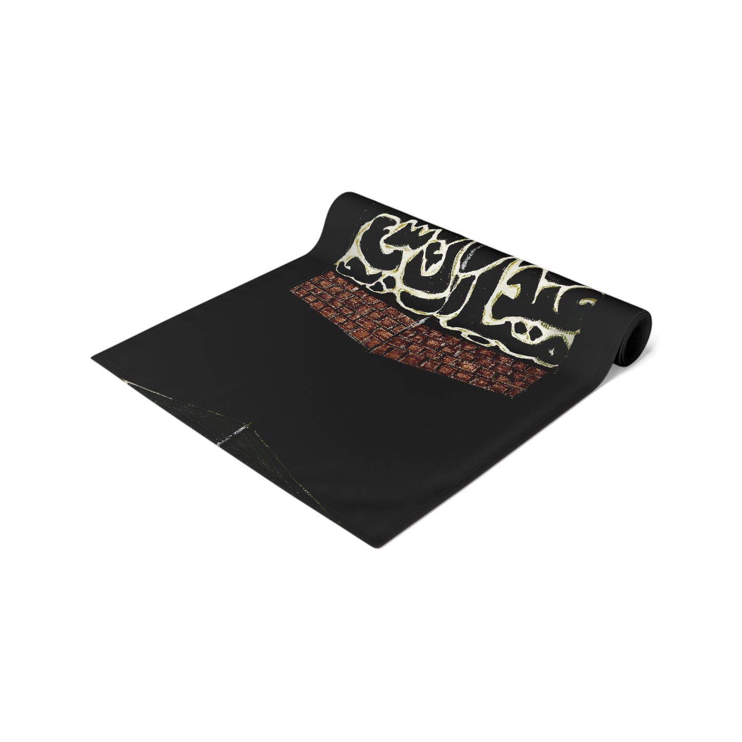 Elegant Islamic Table Runner for Home Decor - Black with Kaaba Design