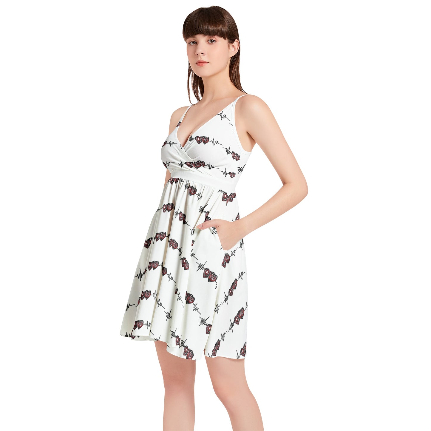 Spaghetti Strap Sleeveless Falred Hem Short Dress