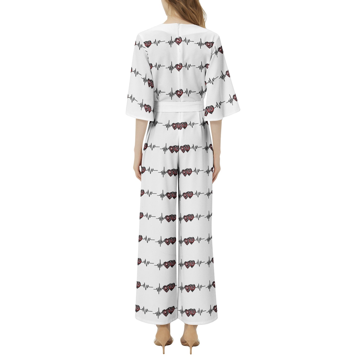 Dolman Sleeve Belted Wide Leg Jumpsuit