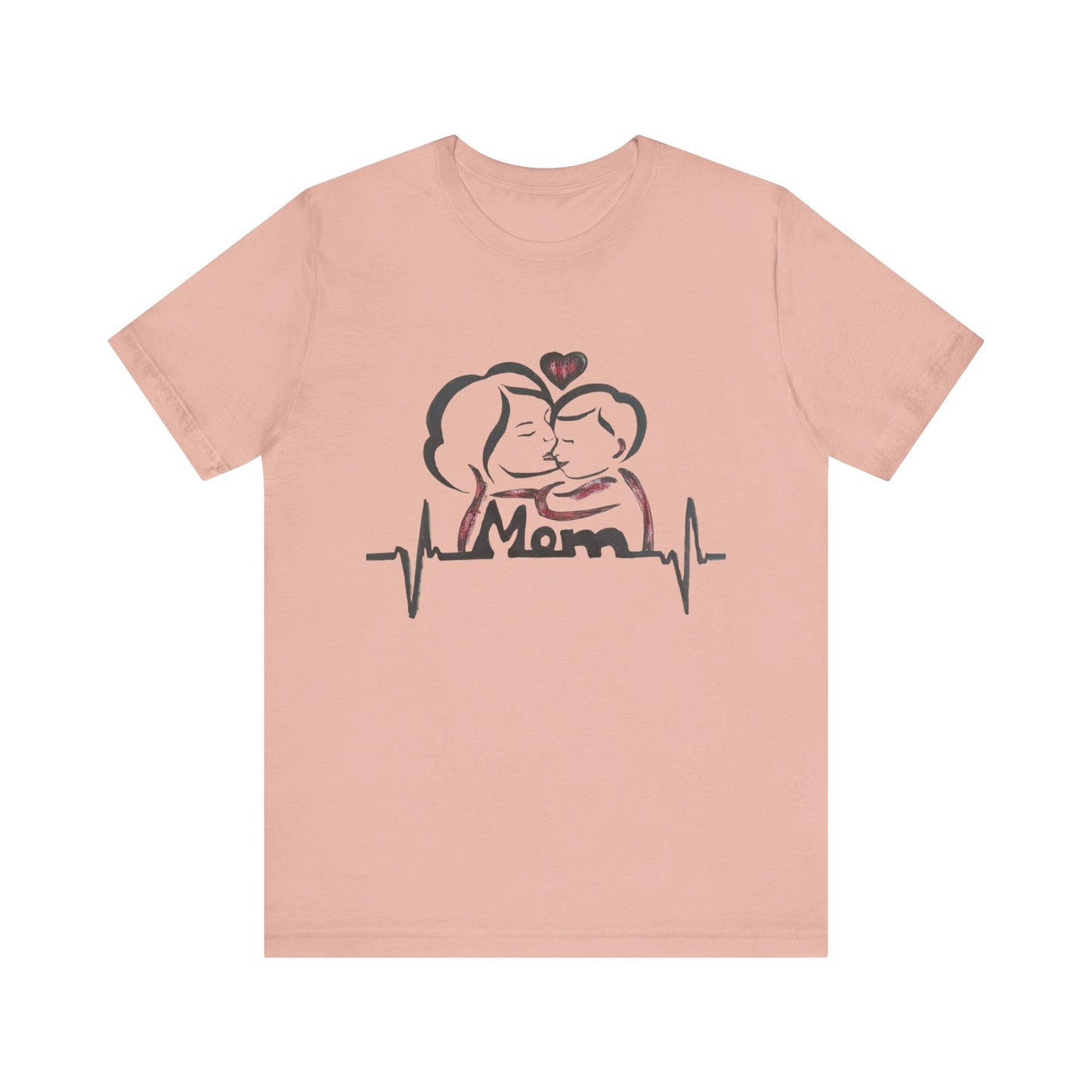Heartfelt Mom Jersey Tee, Gift for Mother's Day, Family Love Shirt, Soft Casual Wear, Heartbeat Design