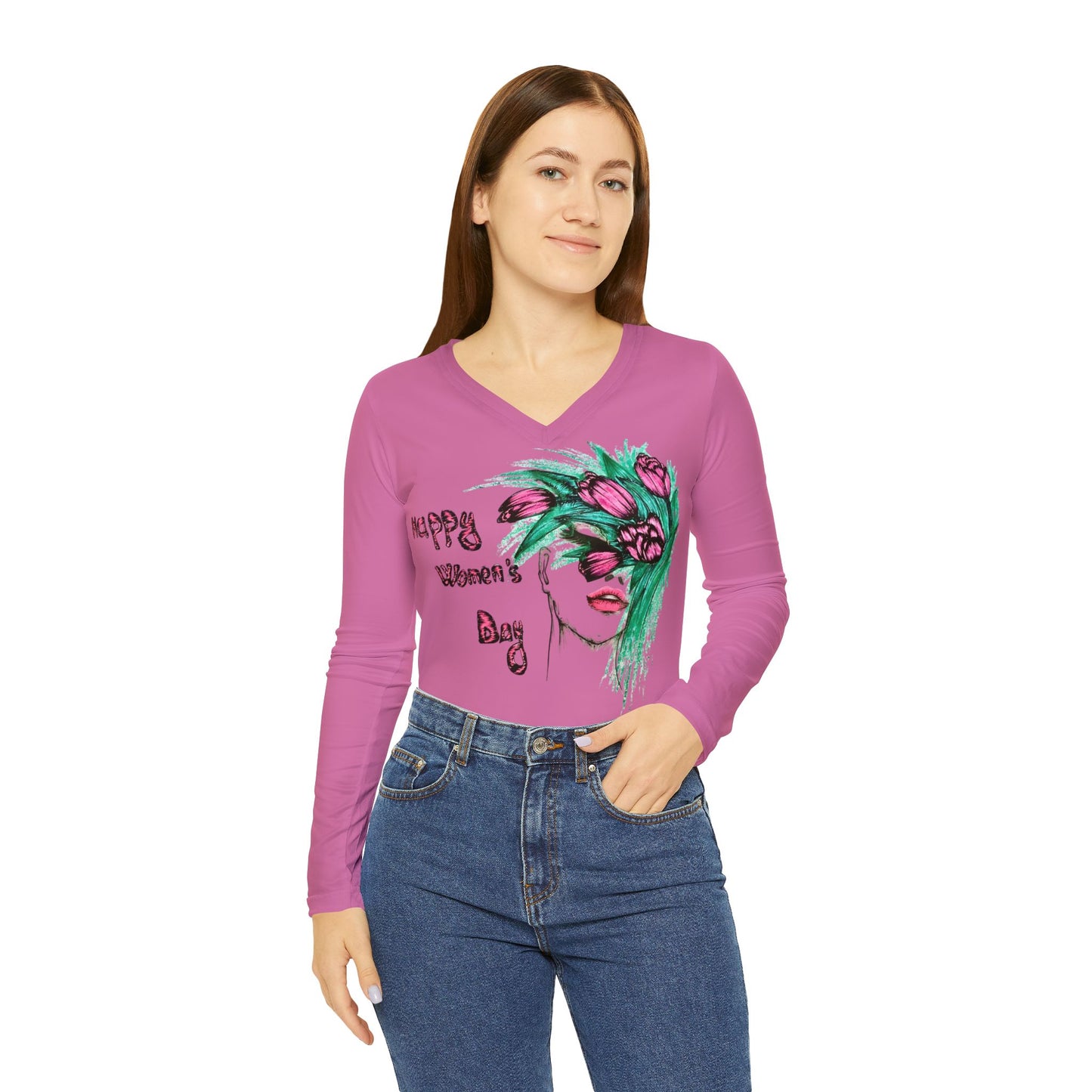 Women's Long Sleeve V-neck Shirt (AOP)
