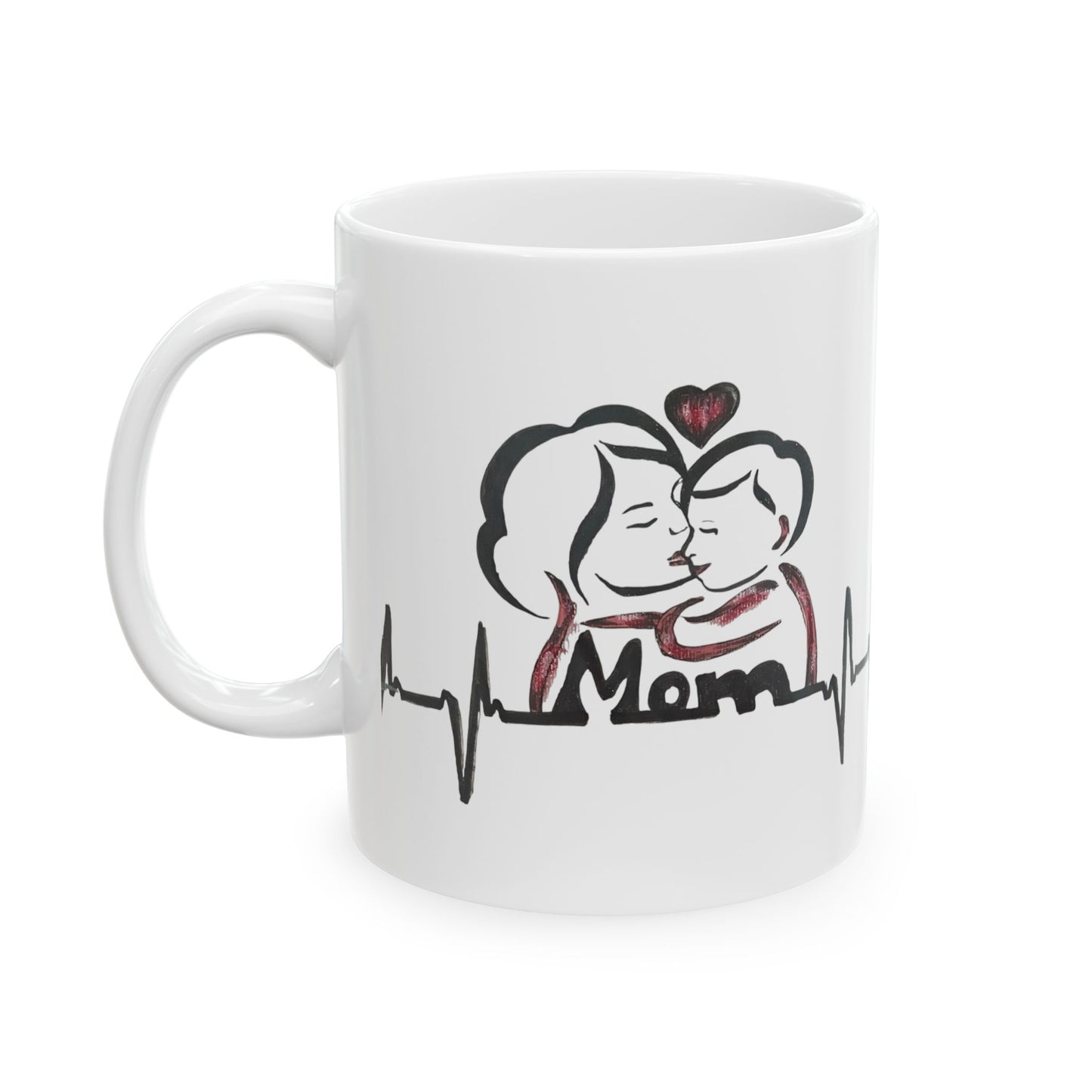 Heartbeat Love Ceramic Mug - Perfect Gift for Couples, Coffee Lovers, Valentine's Day, Anniversaries, Personalized Drinkware