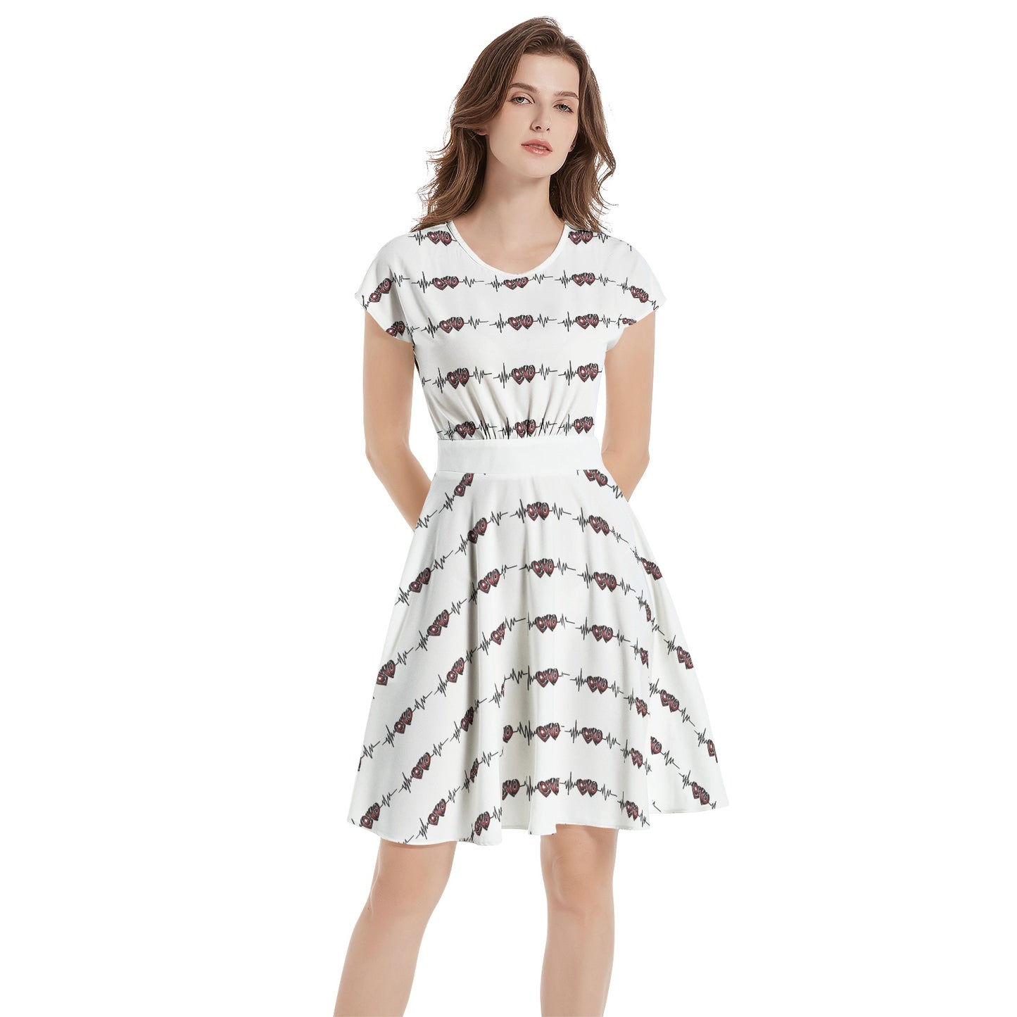 Short Sleeve Casual A-Line Midi Dress