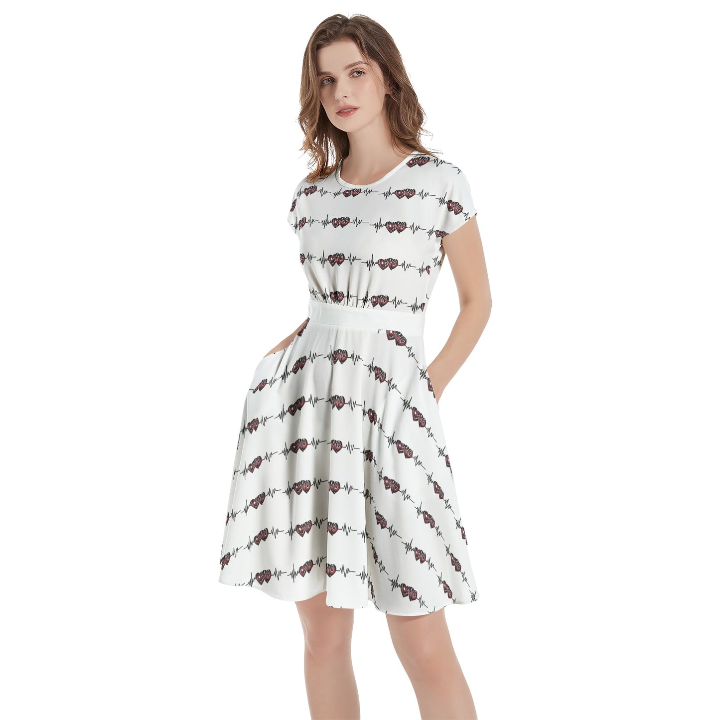 Short Sleeve Casual A-Line Midi Dress