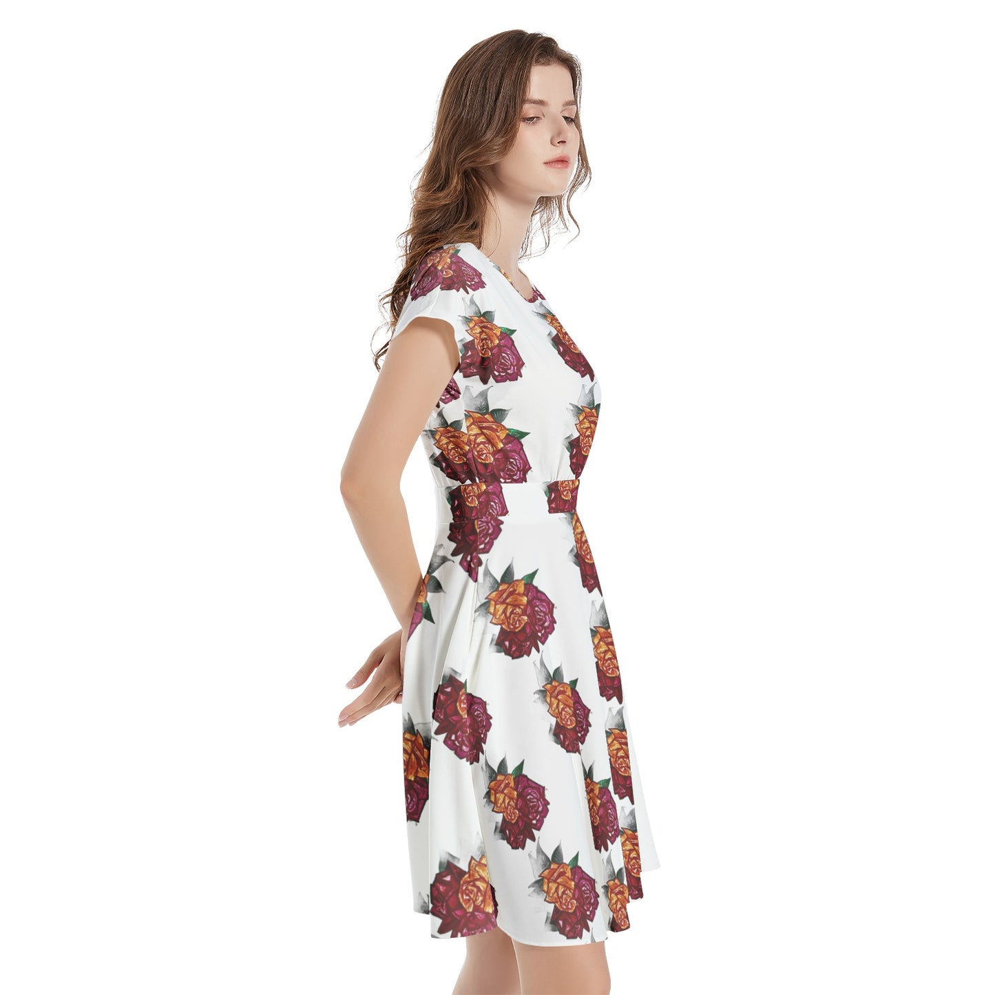 Short Sleeve Casual A-Line Midi Dress