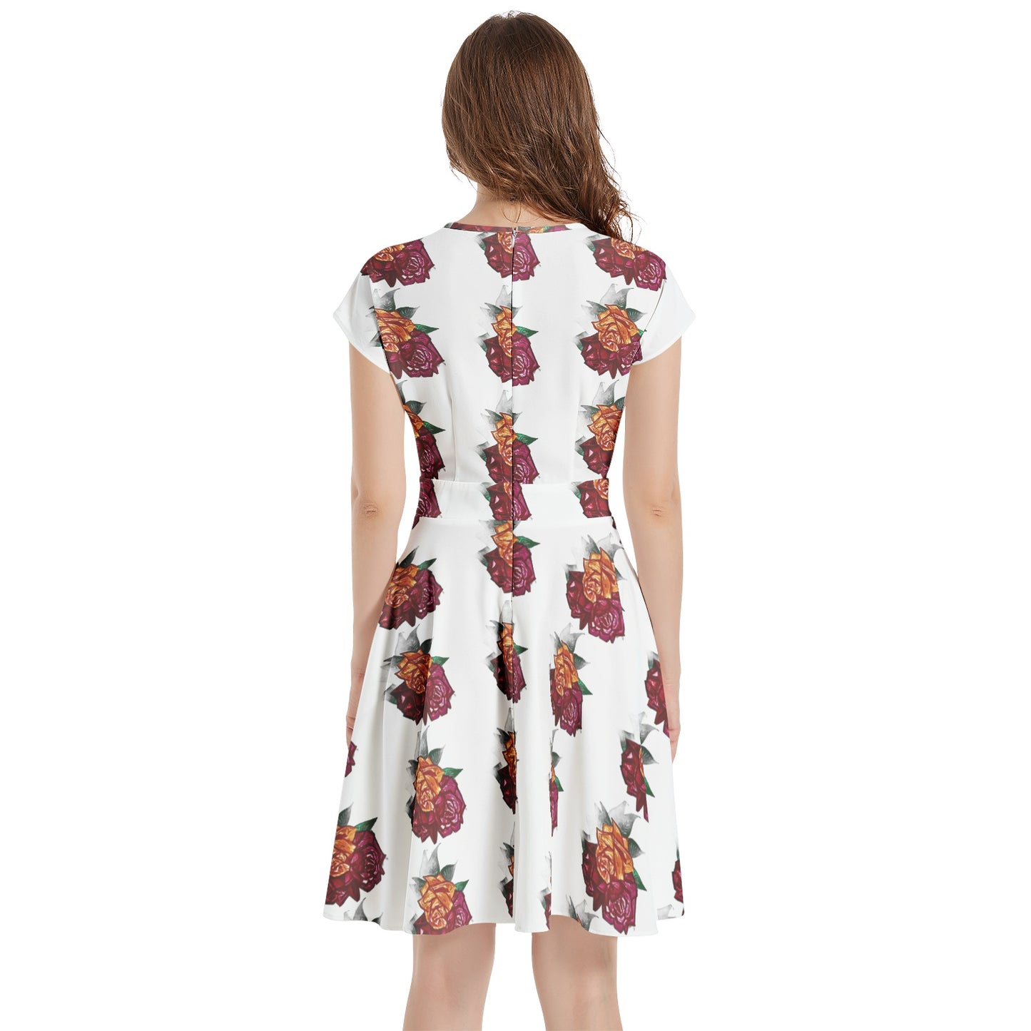 Short Sleeve Casual A-Line Midi Dress