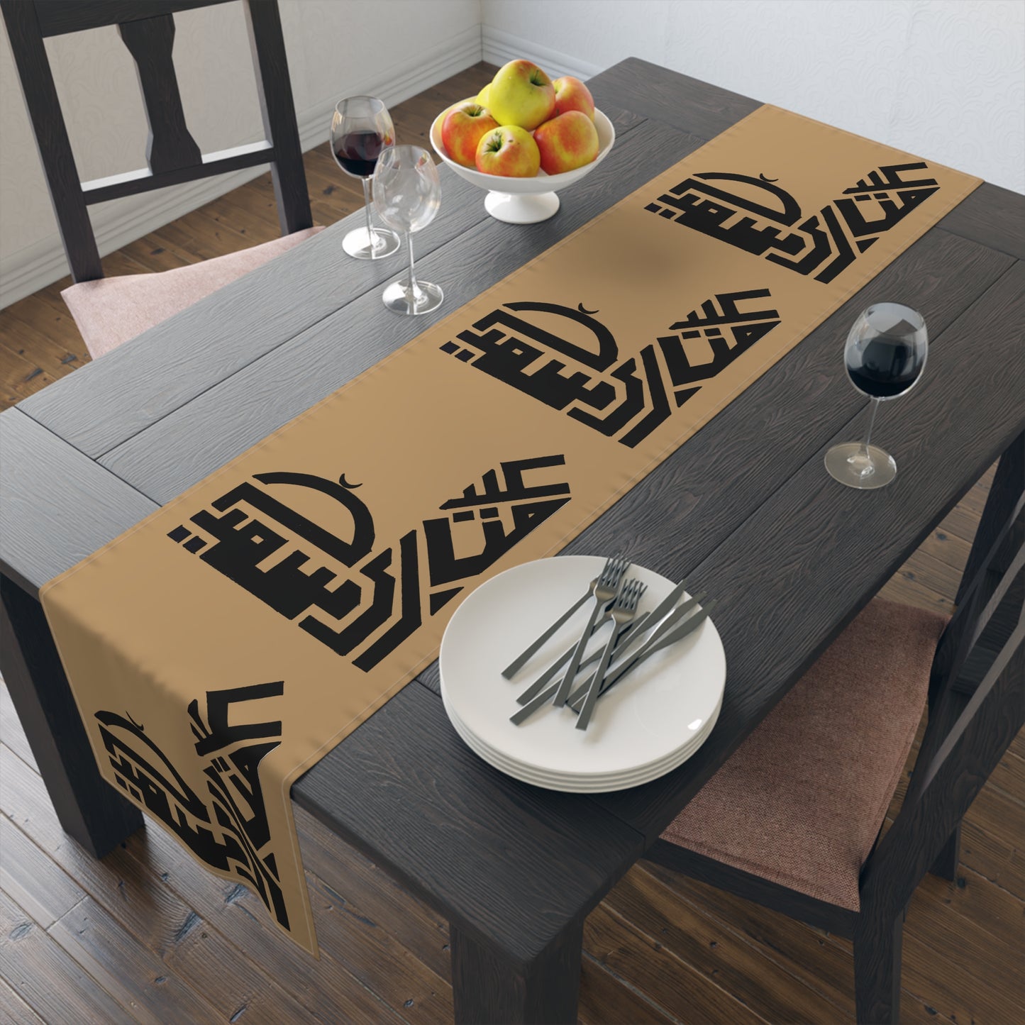 Modern Islamic Design Table Runner - Elegant Cotton & Poly Home Decor