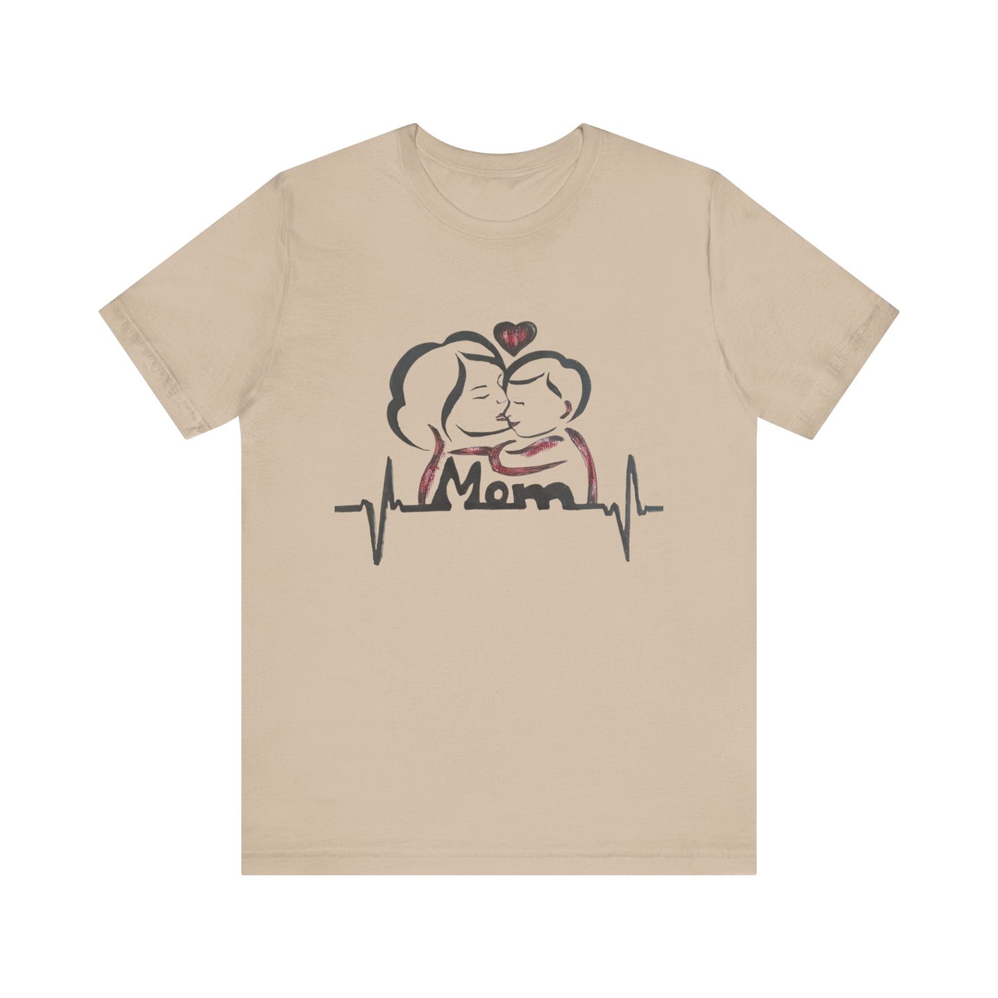 Heartfelt Mom Jersey Tee, Gift for Mother's Day, Family Love Shirt, Soft Casual Wear, Heartbeat Design