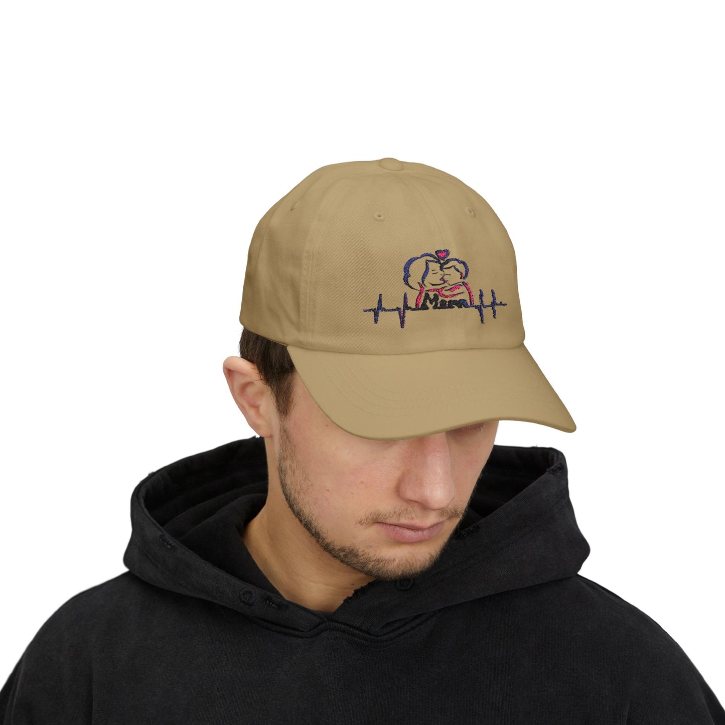 Embroidered Mom Heartbeat Classic Dad Cap | Gift for Parents, Casual Wear, Mom Gift, Family Hat, Trendy Accessory