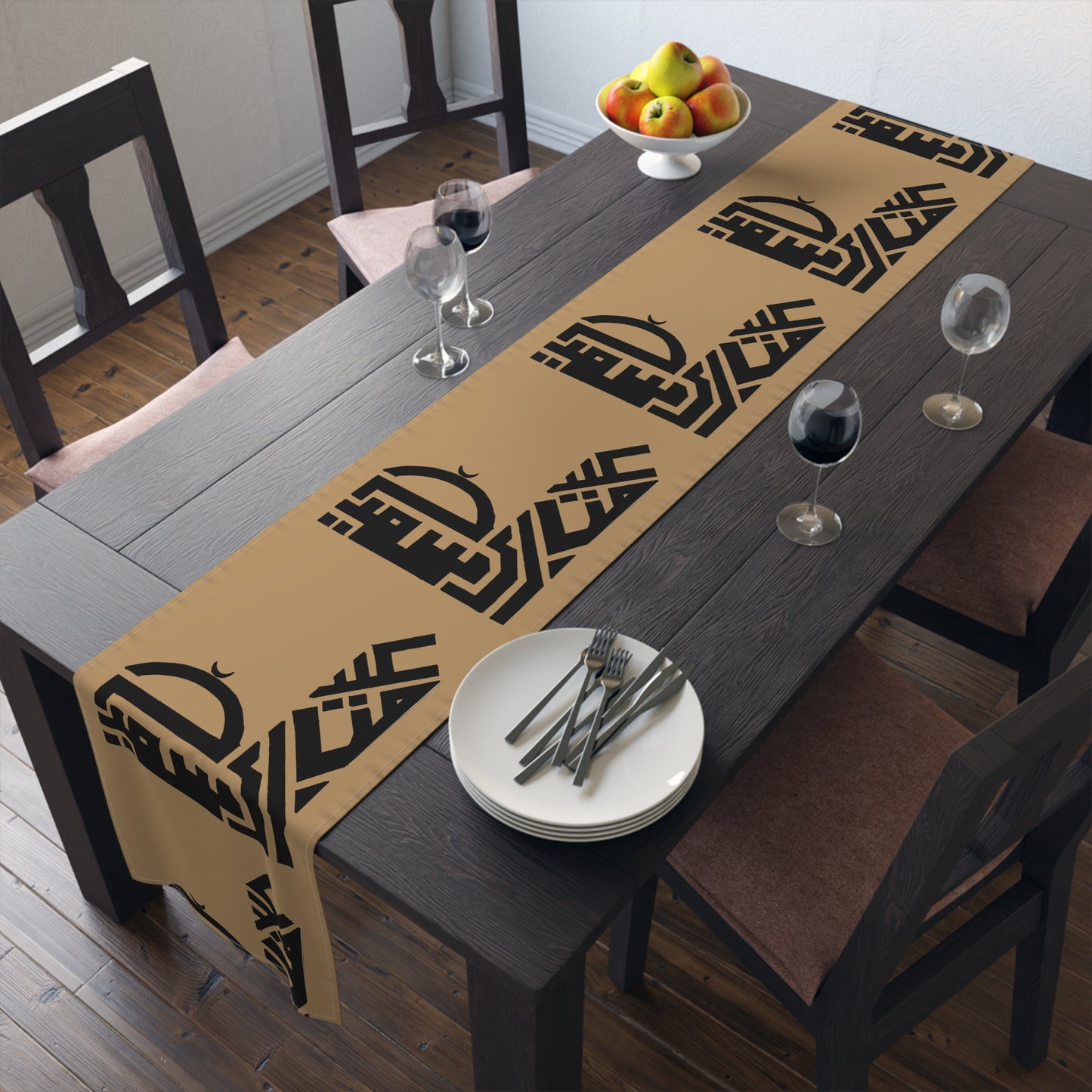 Modern Islamic Design Table Runner - Elegant Cotton & Poly Home Decor