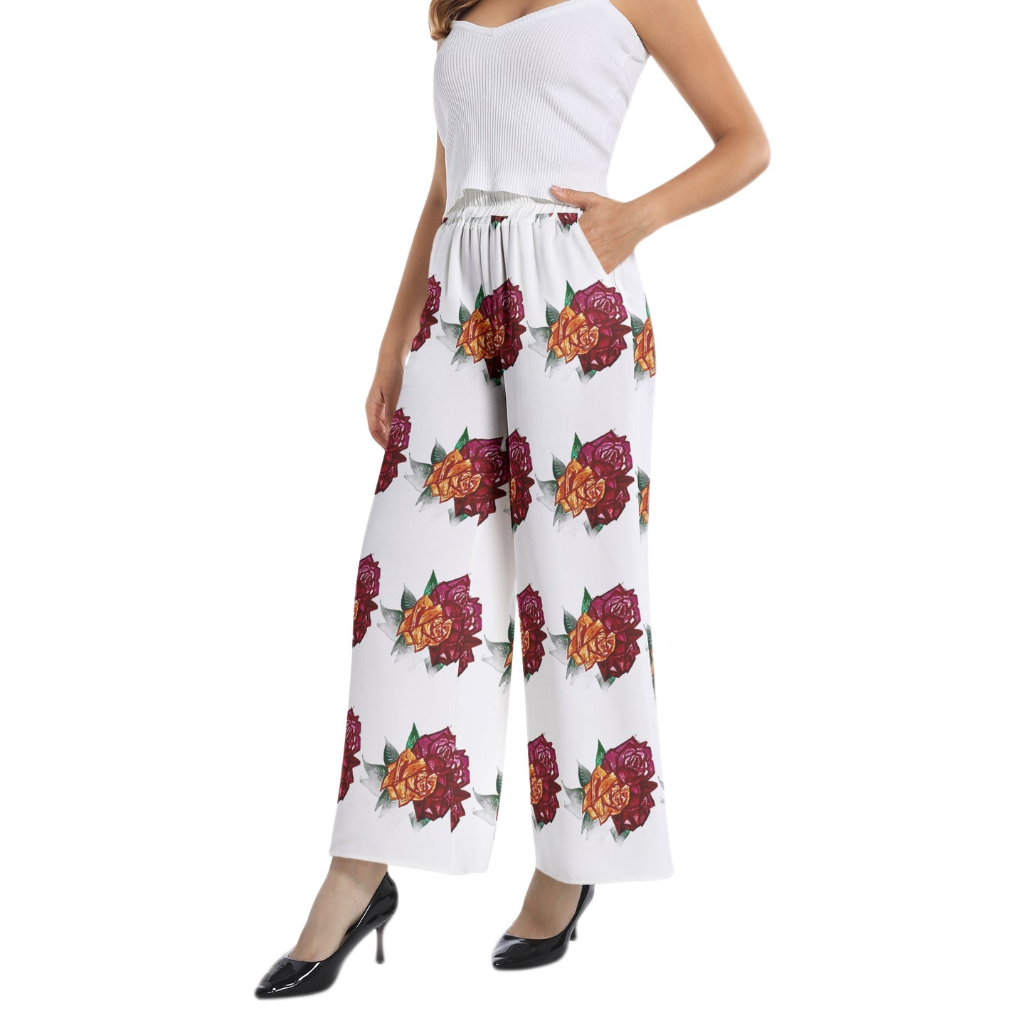 Elastic Waist Wide Leg Pant
