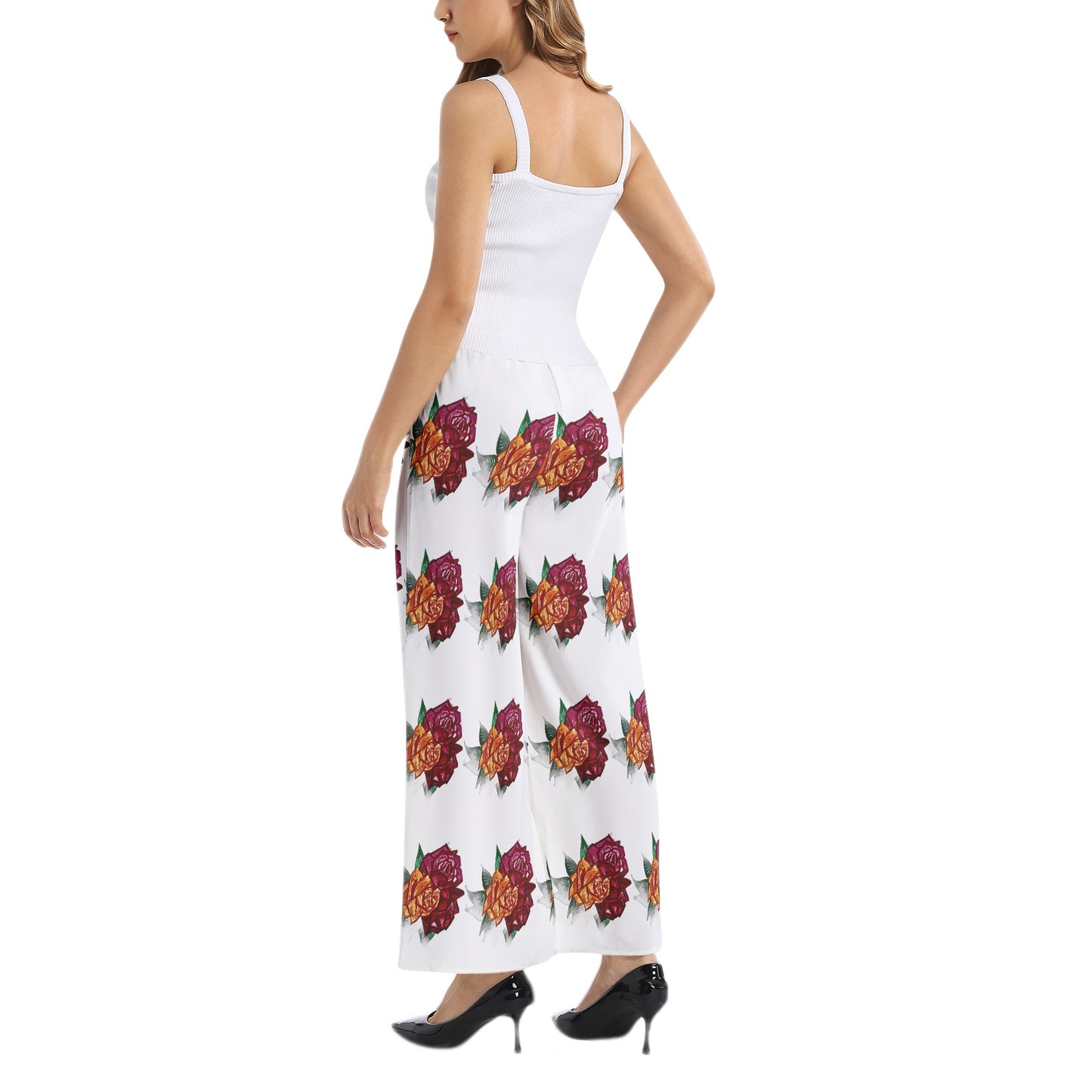 Elastic Waist Wide Leg Pant
