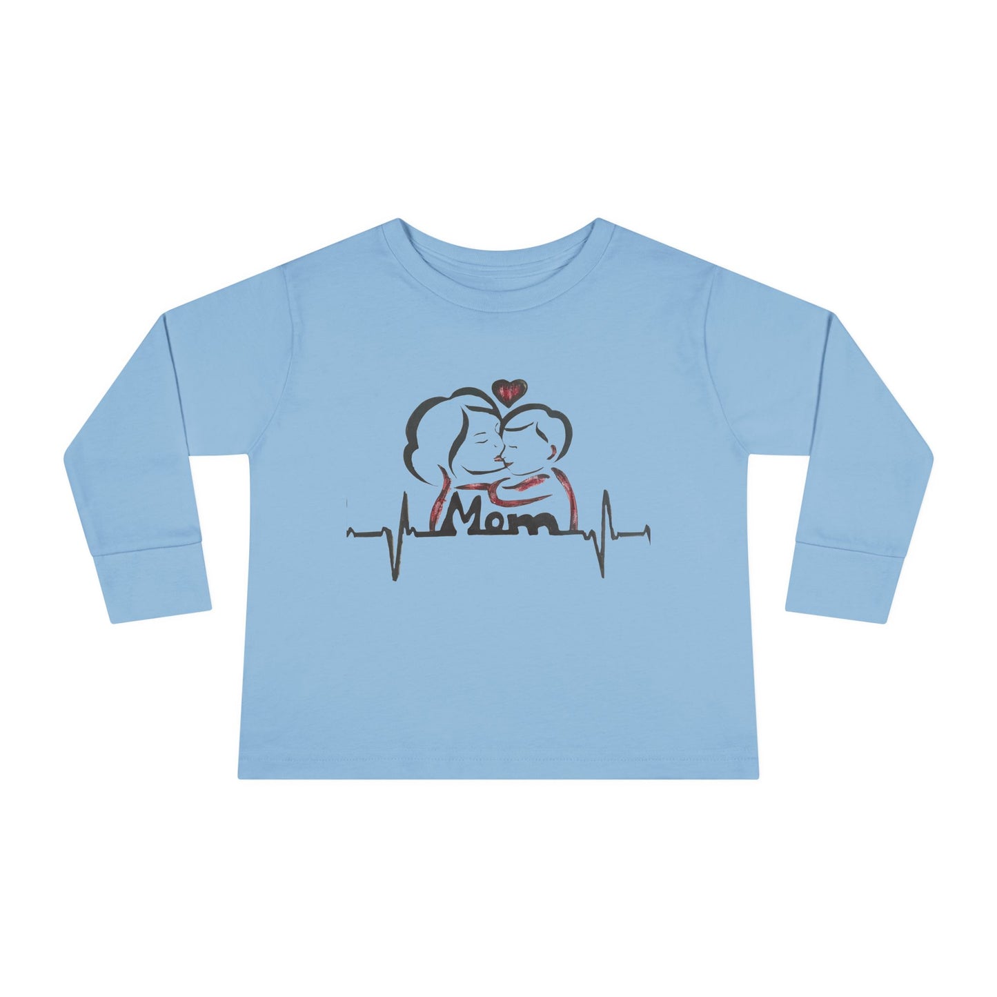 Mommy's Little Heartbeat Toddler Long Sleeve Tee, Cute Kids Shirt, Gifts for Moms, Family Matching Outfit, Baby Shower Gift, Everyday Wear