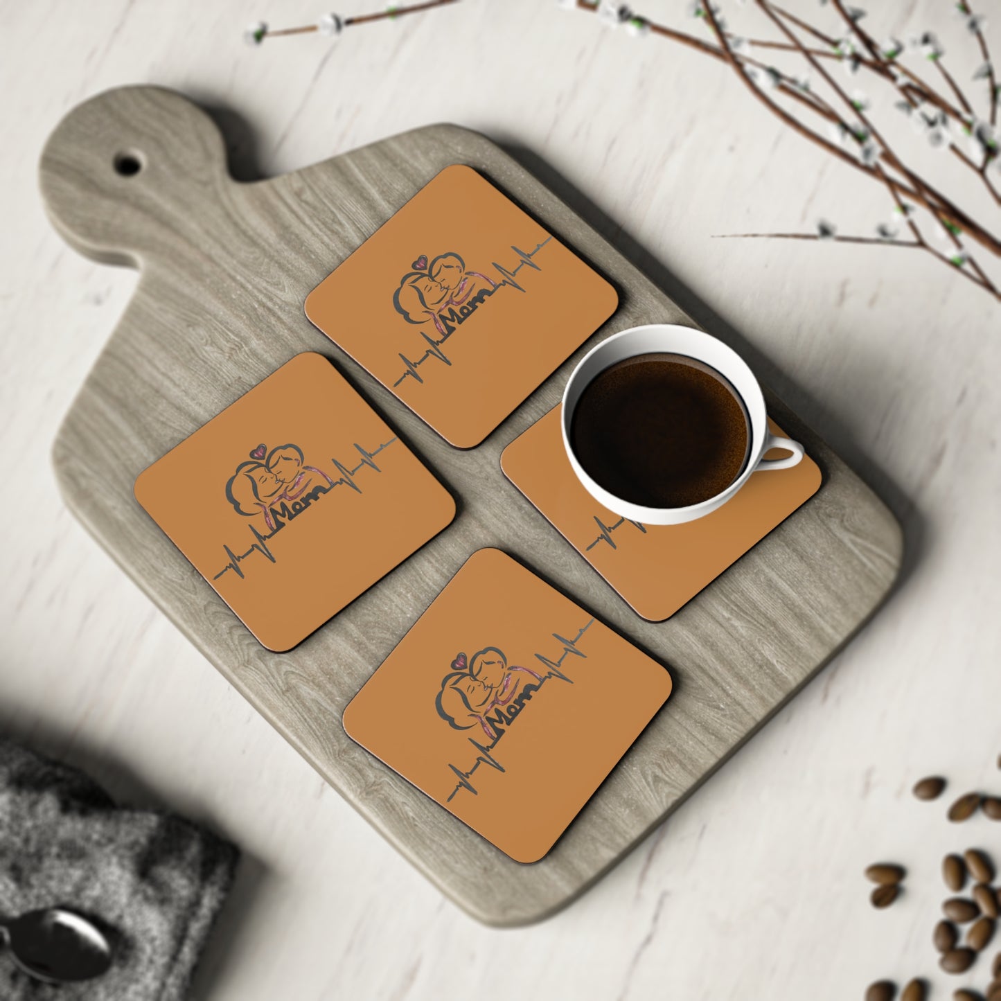 Heartfelt Mom Coasters for Gifts, Coffee Table Decor, Mother's Day, Family Gatherings, Personalized Home Accessories