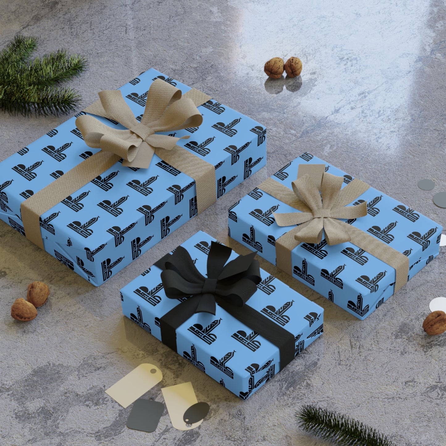 Elegant Blue Gift Wrapping Paper Roll - Perfect for Any Celebration